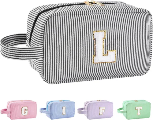 Miniatura 56 de Regalos personalizados para mujeres, bolsa de maquillaje con inicial, bolsa de maquillaje de viaje, bolsa de cosméticos, bolsa de artículos