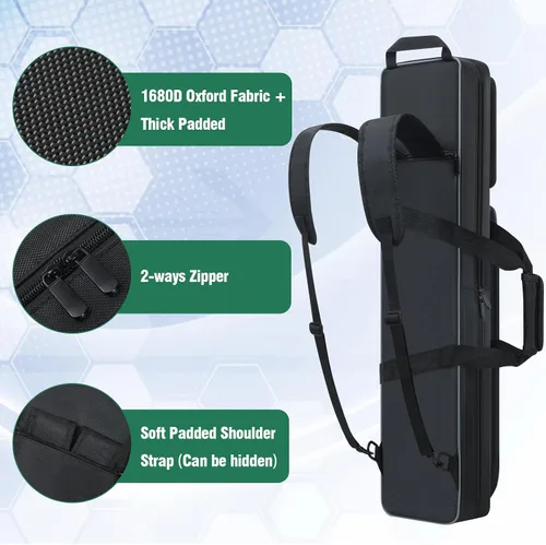 Miniatura 4 de Estuche para Taco de Billar 4x5, Funda de Transporte para Taco de Billar Suave Acolchada Bolsa para Palos de Billar con Múltiples Bolsillos para 4