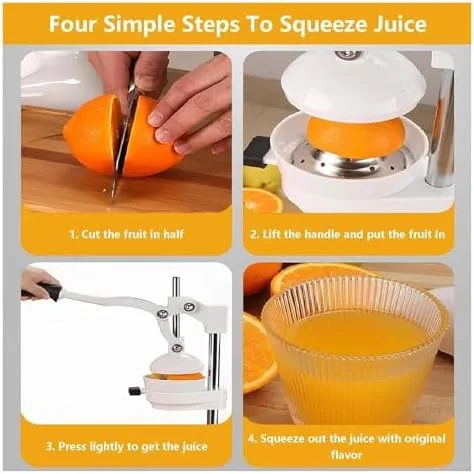Miniatura 5 de Heavy-Duty Cast Iron Citrus Juicer - Manual Squeezer with Stainless Steel Crusher & Large Pressure Plate for Easy Juice Extraction - Ideal for