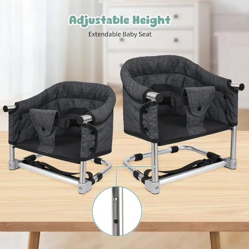 Miniatura 2 de Asiento elevador para mesa de comedor, silla elevadora portátil 3 en 1 con hebilla de seguridad, asiento de alimentación de bebé ajustable y Negro