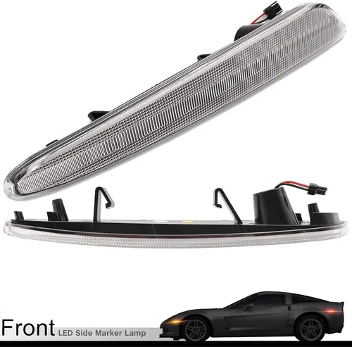 Miniatura 4 de 4 piezas de lentes transparentes ámbar/rojas delanteras traseras LED Kits de luces laterales para Chevy Corvette C6 2005 2006 2007 2008 2009 2010