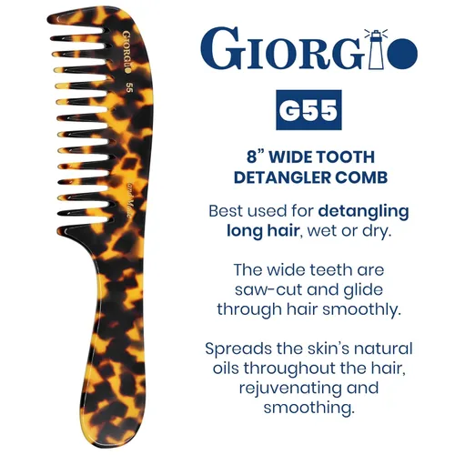 Miniatura 2 de Giorgio G55 TY - Peine de dientes anchos para desenredar el cabello mojado, peine para desenredar el cabello de grosor fino a medio, peines