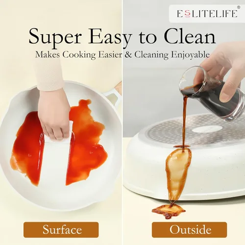 Miniatura 6 de ESLITE LIFE Sartén de cerámica antiadherente, no tóxica para tortilla de huevos, sartenes de cocina compatibles con todas las estufas