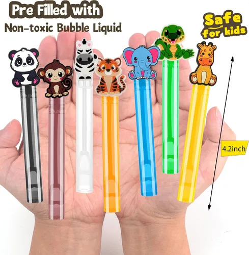 Miniatura 3 de 24 varitas de burbujas de animales para decoración de baby shower, temática de safari y selva, suministros de fiesta, relleno de bolsas de regalo