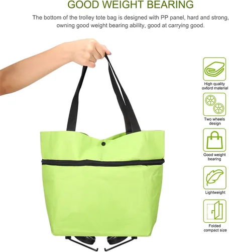 Miniatura 4 de Carrito de compras plegable 2 en 1 2023, bolsa de compras plegable portátil con ruedas, bolsa de compras ligera impermeable con ruedas, bolsa de Azul