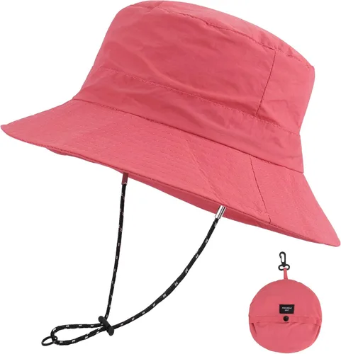 Sombrero de sol para hombres y mujeres, ala ancha, UPF 50+, sombrero de pesca y pescador, impermeable, plegable, sombrero de sol para playa, Rosa