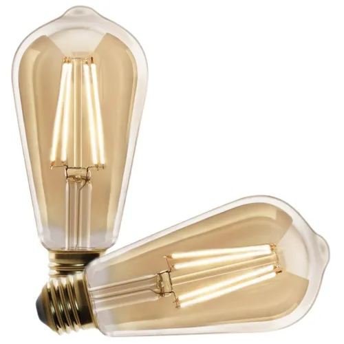 FEIT - Bombilla LED de filamento mediano ST19 E26, color ámbar cálido, equivalente a 60 vatios, 2 unidades