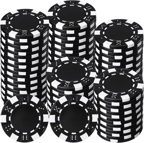 100 fichas de póquer de 0.41 oz ABS Monte Carlo, 0.05 oz fichas de bingo de 1.575 in, marcadores en blanco para conteo a granel para Blackjack y