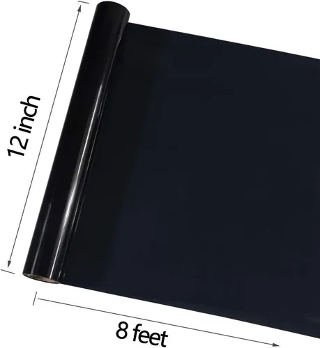 Miniatura 2 de TUMIYA Rollos de vinilo de transferencia de calor negro HTV, 12 pulgadas x 8 pies, vinilo negro para planchar para camisetas, vinilo HTV brillante