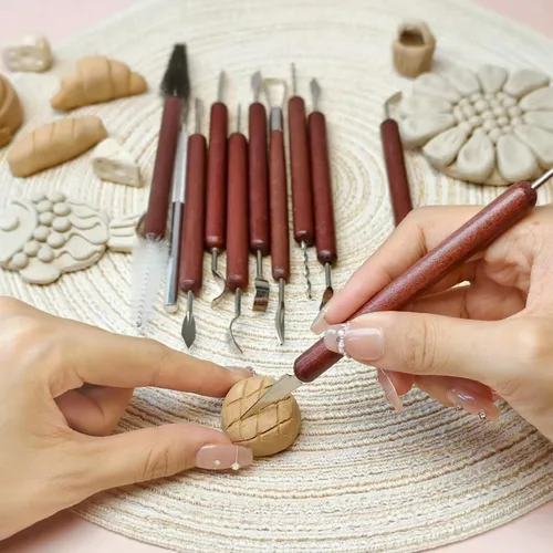 Miniatura 7 de Kit de herramientas de escultura de arcilla de 11 piezas, herramientas de arcilla polimérica para cerámica, herramienta de cerámica de doble cabezal