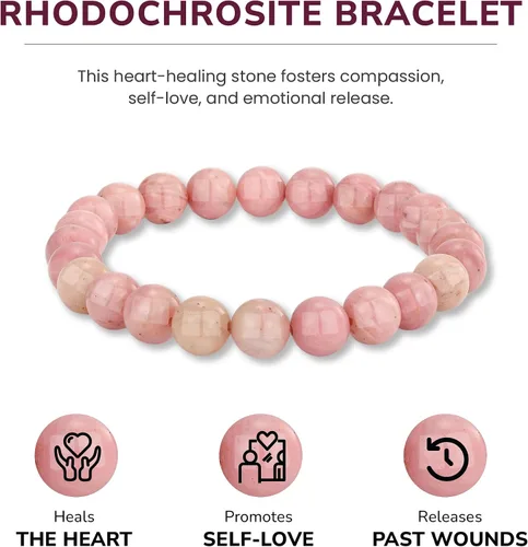 Miniatura 57 de Crystal Vibe Pulseras de cuentas de 0.315 in para mujeres y hombres, pulseras de cristal con piedras preciosas naturales, tamaño elástico ajustable