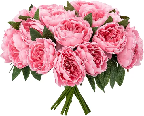Miniatura 37 de Flores artificiales/falsas/sintéticas, rosas con 2 flores, coral, 10 unidades para bodas, hogar, fiestas, restaurantes