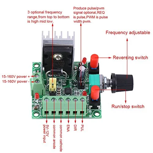 Miniatura 2 de Regulación de frecuencia ajustable del tablero del regulador de velocidad del generador de impulsos PWM del controlador del motor paso a paso