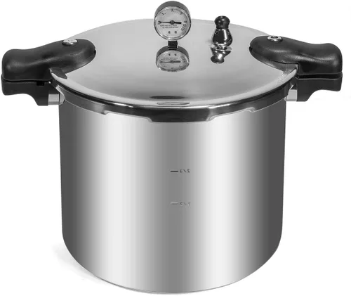 Barton Válvula de liberación de olla a presión de aluminio, olla de conserva, estufa con manómetro y sistema de bloqueo de olla de cocción rápida