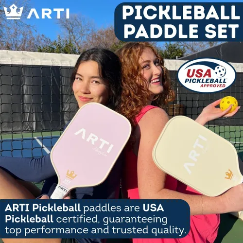 Miniatura 6 de ARTI Juego de 2 palas de pickleball aprobadas por USAPA, 2 raquetas de pickleball, 4 bolas y 1 bolsa de transporte portátil Perros y jirafas