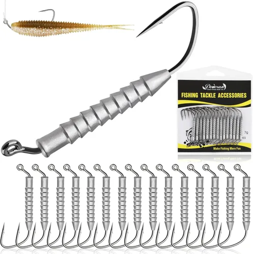 Dovesun 15 piezas Hover Rig Jighead Swimbait Jig Heads para Bass Fishing Bass Hooks 1/0 3/0 5/0 Hover Strolling Rig Kit Cabezas de Plantilla de