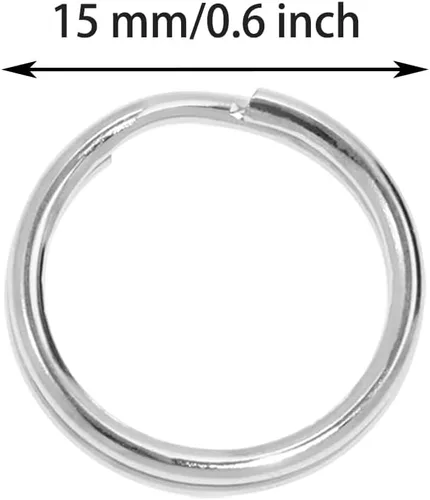 Miniatura 2 de Shapenty Mini llavero de metal dividido con cadena de eslabones para llaves de oficina en casa, organizadas, fabricación de joyas, pestañas con Plata