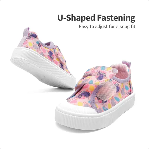 Miniatura 3 de DREAM PAIRS Zapatos deportivos de lona de dibujos animados para niños y niñas, zapatos de lona con gancho y bucles, zapatos casuales para caminar