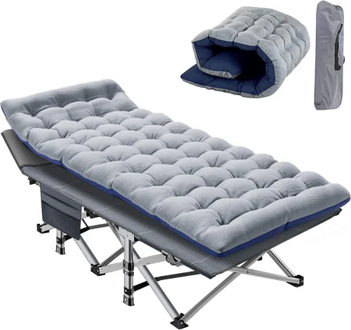 Miniatura 14 de Slsy Catre de camping plegable para adultos con almohadilla, catres de dormir portátiles acolchados, cama de campamento con bolsa de transporte