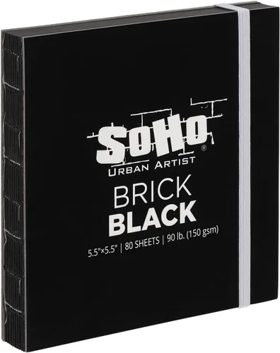 SoHo Urban Artist Cuaderno de bocetos de ladrillo para bocetos, dibujos, lápices de colores, grafito y más, color negro, 5.5 x 5.5 pulgadas (150