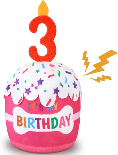 Miniatura 7 de Dansydaisy Accesorios de juguete de pastel de cumpleaños para perros, regalos para niñas y niños, juguete de peluche chirriante para decoración