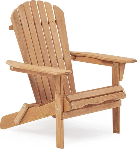Miniatura 7 de Juego de 2 sillas Adirondack plegables para exteriores, sillas de patio de madera maciza con respaldo premontado, sillas de salón resistentes a