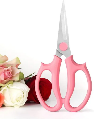 Leize Tijeras de flores, tijeras florales de acero inoxidable grueso de alta calidad, podadora fuerte para flores, ramas y hojas (rosa delgada)