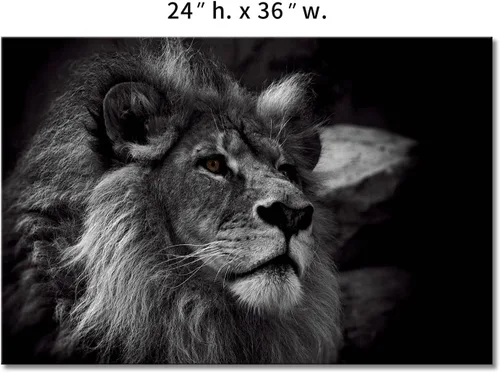 Miniatura 7 de Pintura artística de pared de retrato de cabeza de león gris en blanco y negro sobre lienzo animal la imagen para decoración moderna del hogar