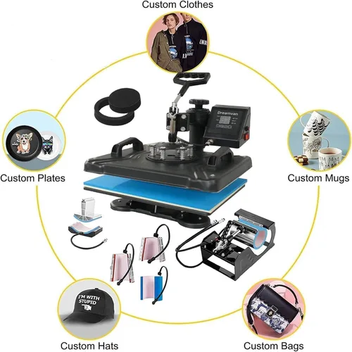 Miniatura 6 de Máquina de presión de calor 8 en 1 para camisetas, máquina profesional de transferencia de calor de 12" X 15", máquina de sublimación multifuncional