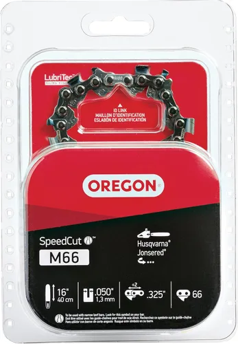 Oregon Cadena de motosierra M66 para barras de 16 pulgadas, paso de .325 pulgadas, 66 eslabones de transmisión, calibre .050 pulgadas, hoja de
