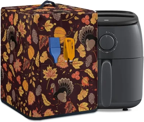 Miniatura 17 de Gomyblomy Funda para electrodomésticos pequeños con diseño de murciélagos, protector de freidora de aire lavable con tema de Halloween, protector