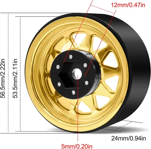 Miniatura 6 de OGRC 4 piezas de ruedas de aluminio de 1.9 pulgadas con Beadlock y offset negativo para TRX4 TRX6 SCX10 I II III 90046 AXI03007 Redcat GEN7 GEN8