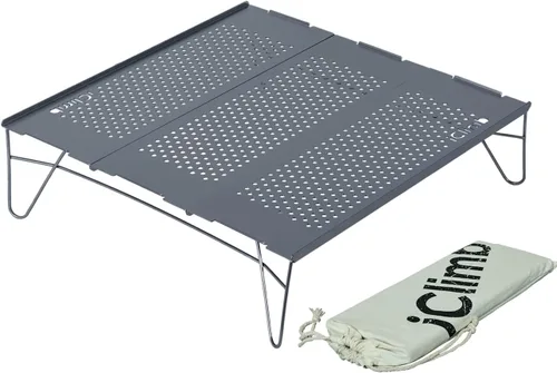 iClimb Mini Mesa Plegable Individual Ultraligera Compacta para Mochilero Camping Senderismo Playa Picnic (Gunmetal, L)