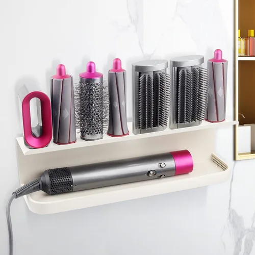 Miniatura 9 de Soporte de almacenamiento para Dyson Airwrap Rizador Accesorios de montaje en pared Soporte de estante con adhesivo para el hogar Organizador
