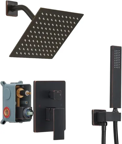 Miniatura 21 de Sistema de ducha negro mate de 10 pulgadas para baño, juego combinado de ducha de lujo con mezclador de lluvia, montado en la pared, grifo de ducha