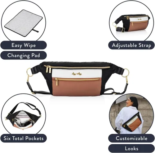Miniatura 4 de Itzy Ritzy's Ritzy Pack Fanny Pack & Crossbody Diaper Bag - Multi-Use Lightweight Bag Features 6 Pockets & an Adjustable Strap - Wear As a