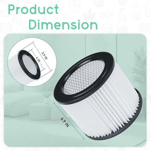 Miniatura 4 de Filtro de repuesto HEPA 90398 – Paquete de 2 filtros de vacío de cartucho pequeño apto para aspiradora Shop-Vac 90398/118692, 9039800, 903-98