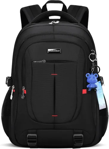Miniatura 9 de Mochila ligera de camuflaje negro, compartimento para portátil de 15-17 pulgadas, para escuela, universidad, viajes, Casual