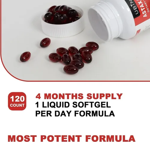Miniatura 2 de Suplementos de astaxantina premium de 12 mg, cápsulas blandas, 120 porciones, apoya la salud inmunológica, de la piel, de los ojos