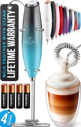 Miniatura 72 de Zulay Kitchen Espumador de leche de mano con pilas Duracell AA – Mezclador eléctrico ultrarrápido y creador de espuma, mezclador de bebidas fácil