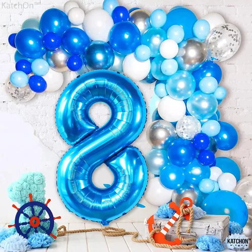 Miniatura 896 de KatchOn, Globo grande azul número 2 de 40 pulgadas Decoraciones de cumpleaños de Baby Shark para niño de 2 años Globo azul número 2 Globo