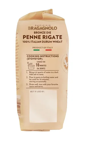 Miniatura 4 de Pastificio Bragagnolo, Penne Rigate 849 Dibujado en bronce, 100% pasta italiana, hecha con harina de sémola de trigo duro, sin OMG