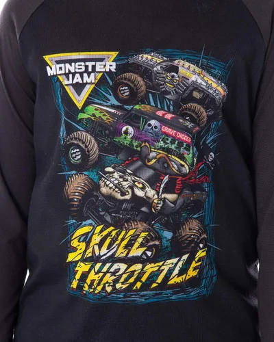 Miniatura 2 de INTIMO Monster Jam Pirate's Curse MAX-D Grave Digger Monster Truck - Conjunto de pijama para niños, Negro