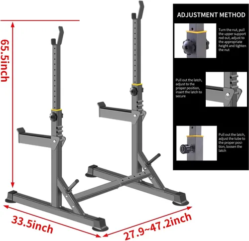 Miniatura 4 de Rack ajustable para sentadillas, rack multifuncional para barras para levantamiento de pesas y entrenamiento de fitness en gimnasio casero, prensa