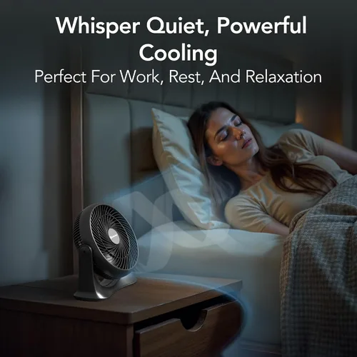 Miniatura 6 de Comfort Zone Ventilador circulador de aire de mesa de alta velocidad de 11 pulgadas, ventilador personal silencioso con 3 velocidades e inclinación