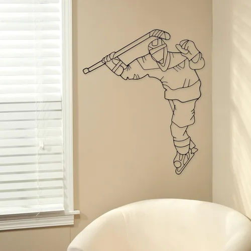 Miniatura 2 de Hosley® Eleva tu espacio con nuestro arte de pared de metal de jugador de hockey sobre hielo de 29.25 pulgadas de alto, arte deportivo contemporáneo