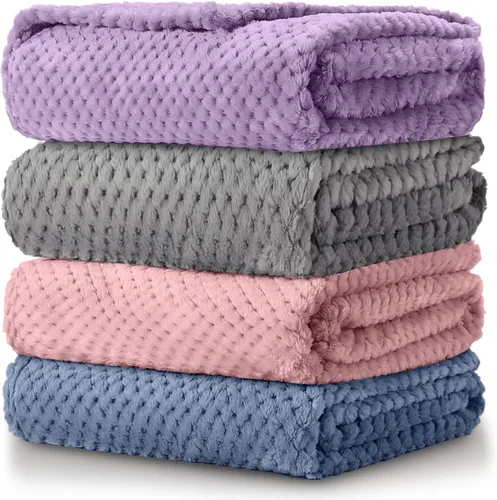 Miniatura 9 de Reginary 4 Pack Fuzzy Blanket 30 x 40'' Waffle Flannel Baby Throw Blankets Warm Nursery & Crib Blankets for Girl & Boy Newborn Infant