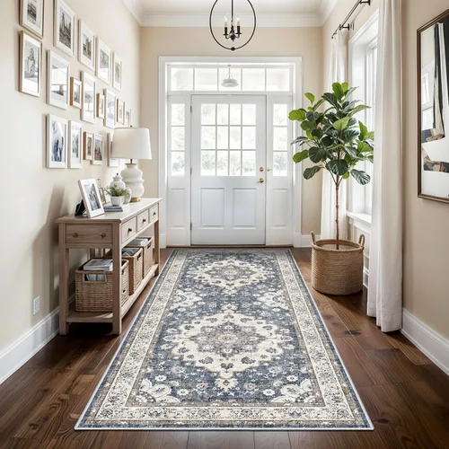 Miniatura 35 de Alfombra lavable de 2 x 3 pies para entrada: alfombras vintage con respaldo antideslizante para cocina, baño, alfombra resistente al agua