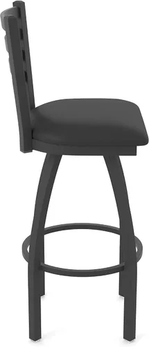 Miniatura 6 de 410 Jackie Taburete giratorio de 25 pulgadas con acabado antiarrugas negro y asiento de vinilo negro