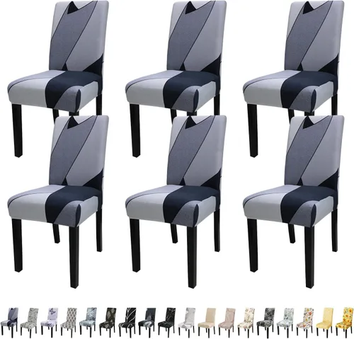 Miniatura 135 de JQinHome Juego de 8 fundas para sillas de comedor, fundas de alta elasticidad extraíbles y lavables, fundas protectoras de asiento para silla